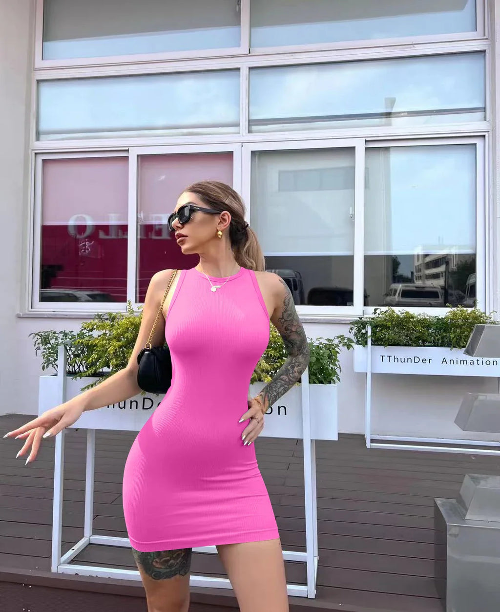Sexy Sleeveless Bodycon Dress For Women Mini Wrap Hip