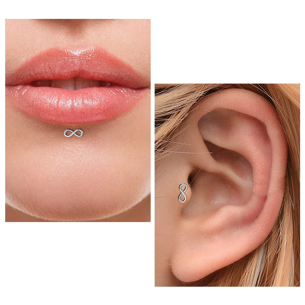 Lip Piercing Body Jewelry Stud Earrings in Silver and Gold Trendy Star Moon Design for Women