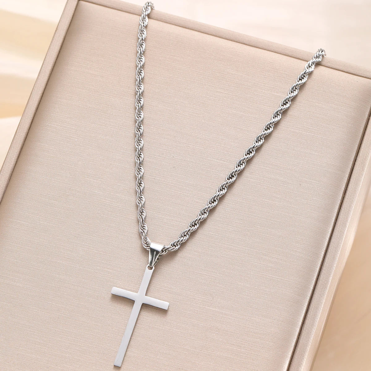 Stainless Steel Cross Pendant Necklace for Men and Women Minimalist Gold Color Jewelry Choker Gift