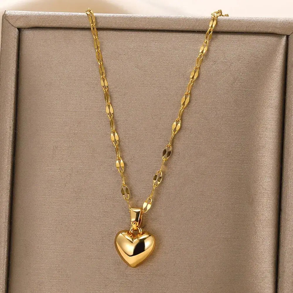 Stainless Steel Heart Necklace for Women Simple Pendant Jewelry Gift