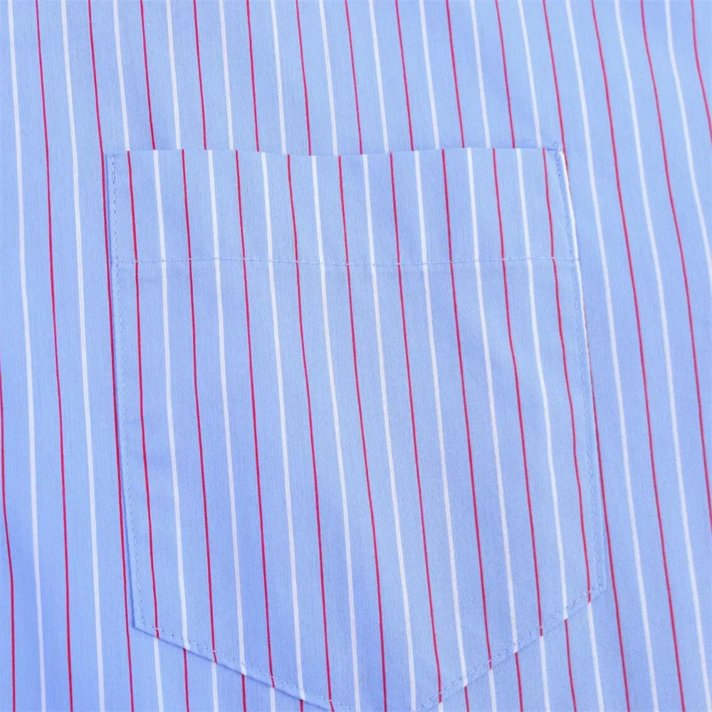 Women's Casual Striped Loose Shirt and Pants Set for Spring and Summer Fashion