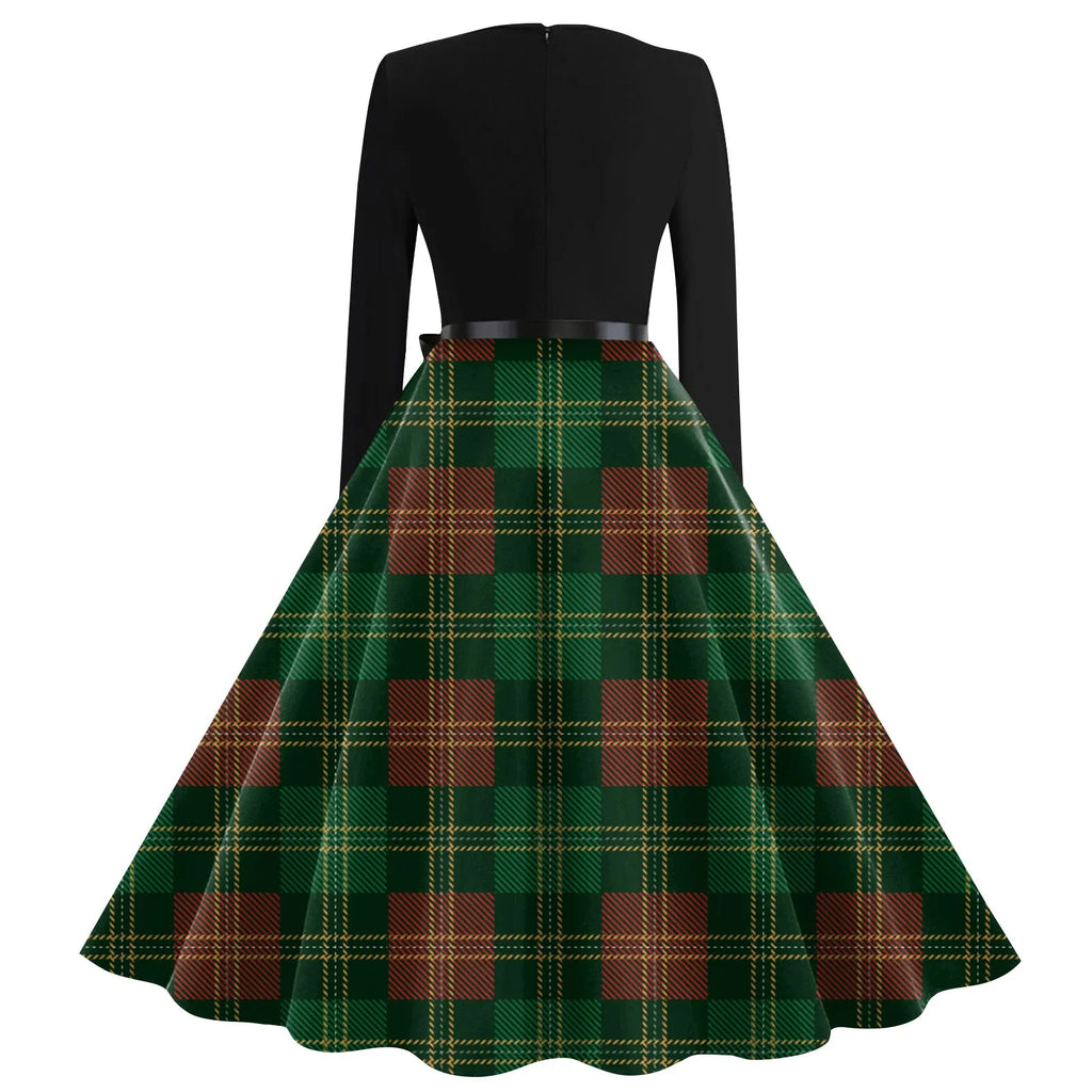 Winter Vintage Christmas Dress Women Long Sleeve 50s 60s