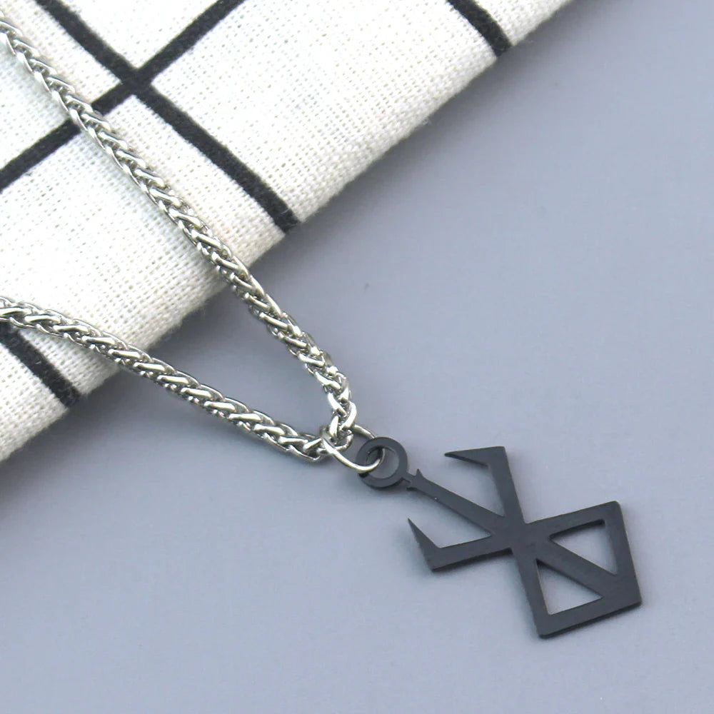 Norse Viking Symbol Pendant Necklace for Men, Hip Hop Jewelry Inspired by Berserk Mythology
