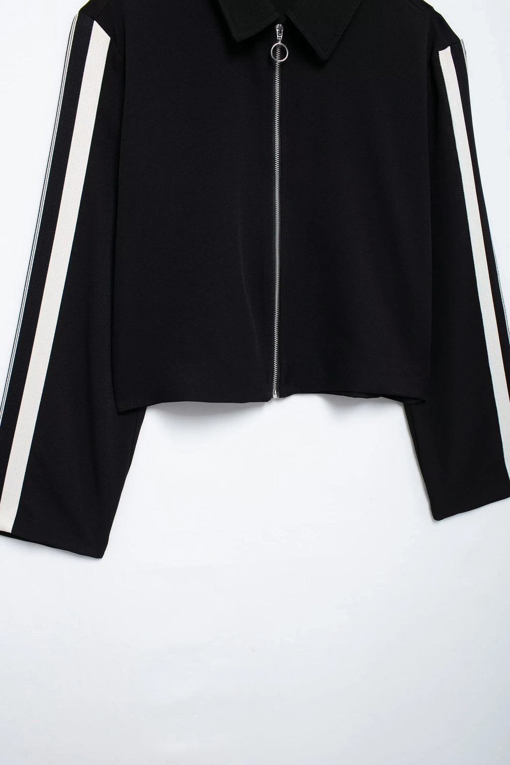 Women's Fashion Side Stripe Coat Pant Set with Long Sleeve Zipper Jacket and Elastic Waist Wide Leg Pants