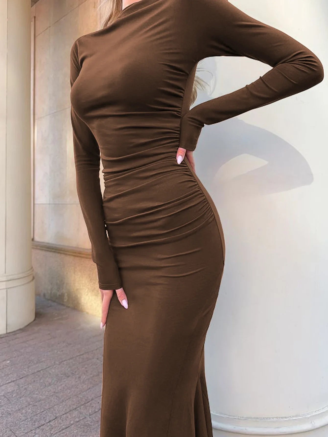 Chic Women's Long Sleeve Slim Fit Dress for Autumn Winter