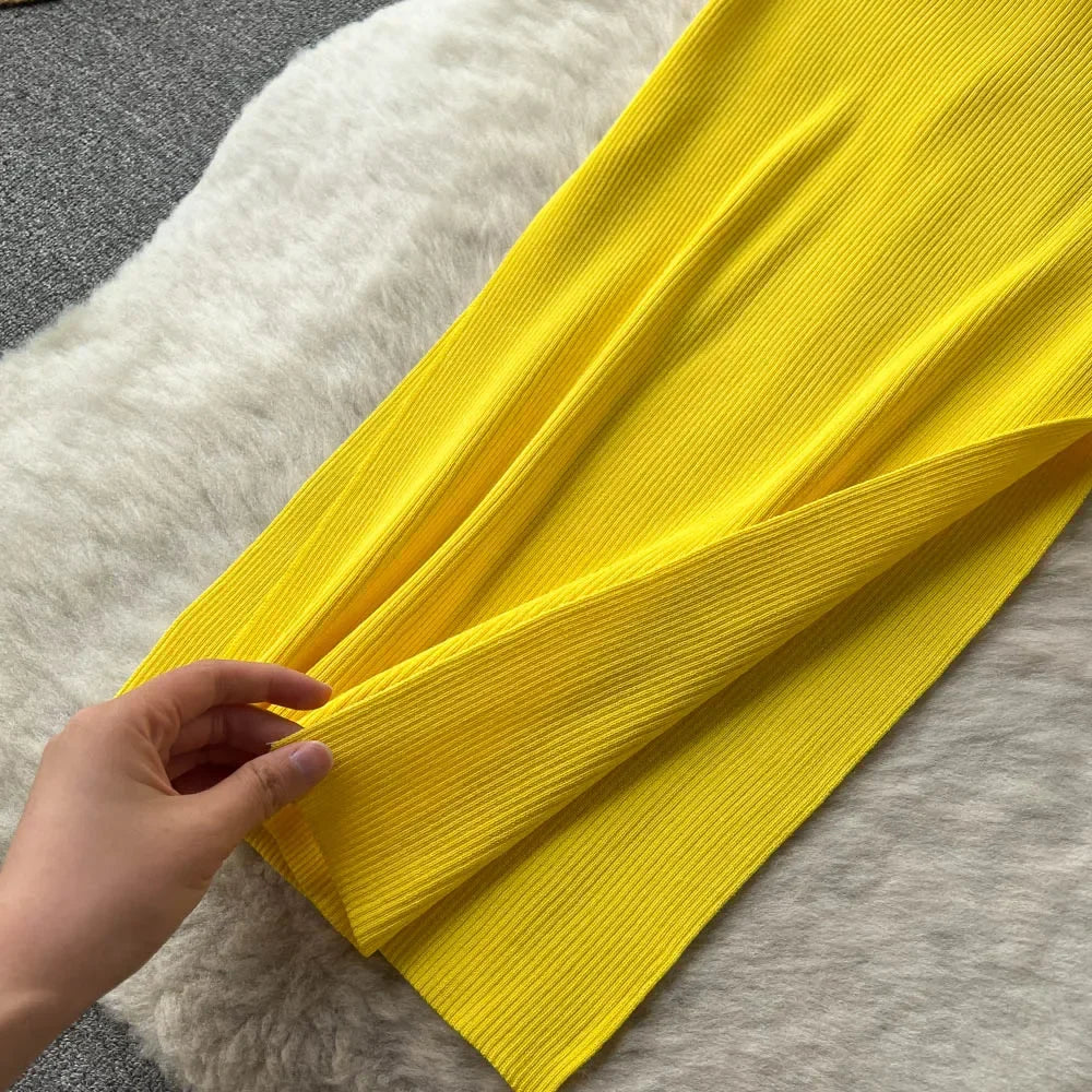 Halter Backless Knit Sundress Women Elastic Waist Bodycon