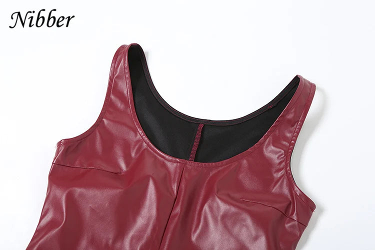 Elegant Sleeveless Leather Bodycon Party Dress For Summer