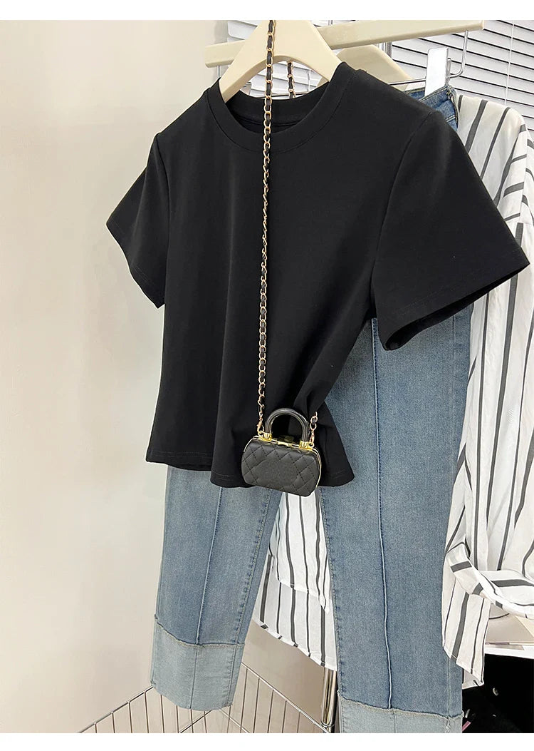 Oversized Cotton T-Shirt for Women, Short Sleeve Spring Tee with Trendy Print, Casual Y2K Style Top