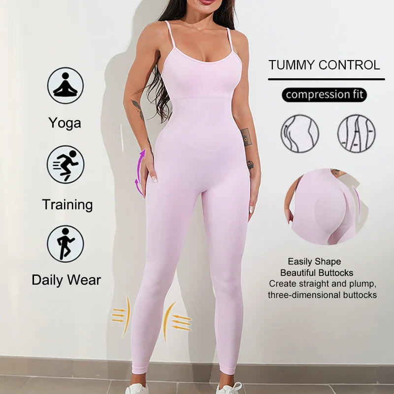 Womens Workout Bodysuit Unitard With Straps Slim Fit