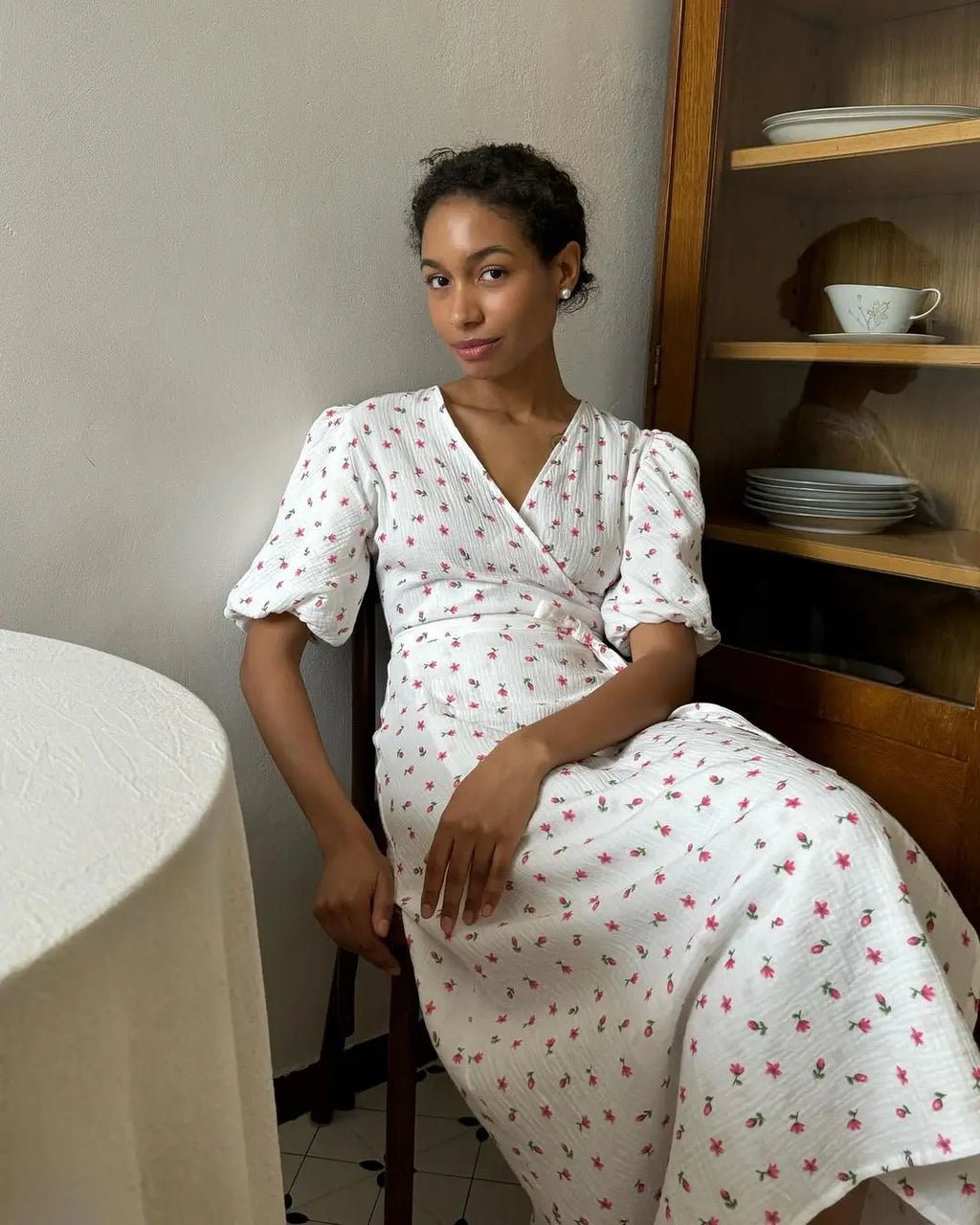 Cotton Lace Up Summer Dress For Women V Neck Casual Office