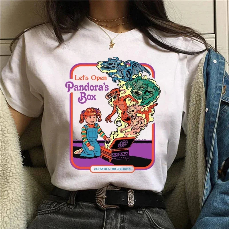 Harajuku Demon Graphic T Shirt Women Scary Devil Print Funny Satanism Tee