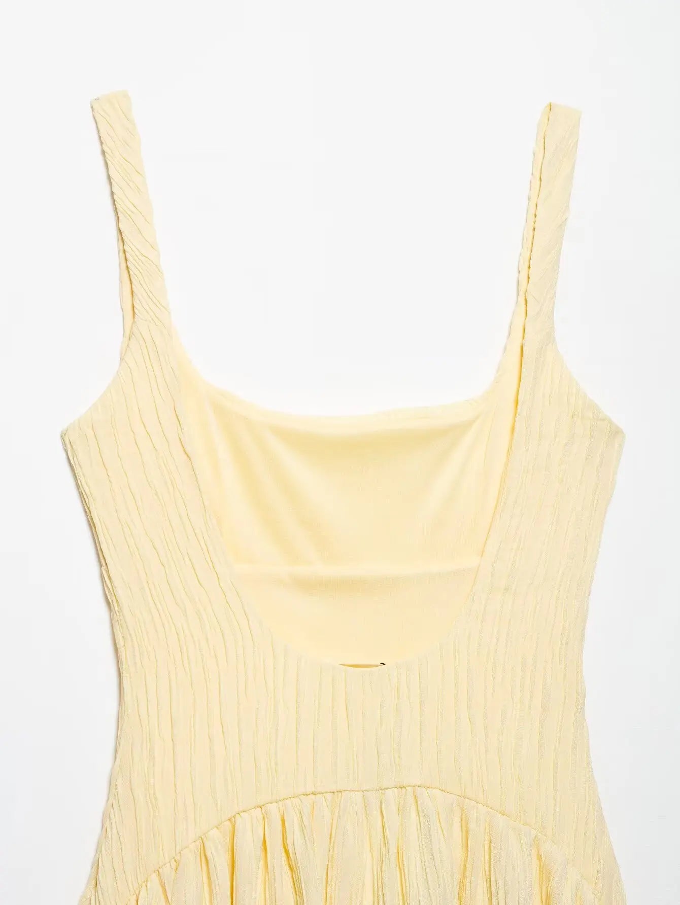 Textured Midi Dress For Women Square Neck Elegant Charm