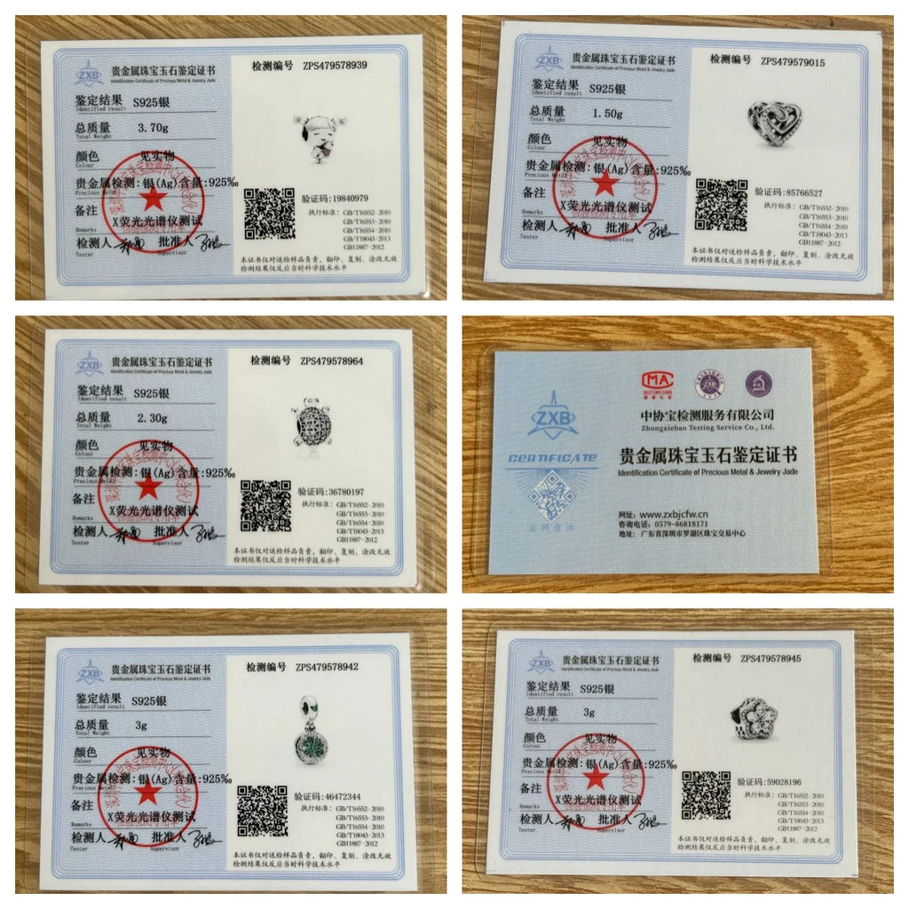 925 Sterling Silver Family Tree Heart Pendant Beads for DIY Bracelets