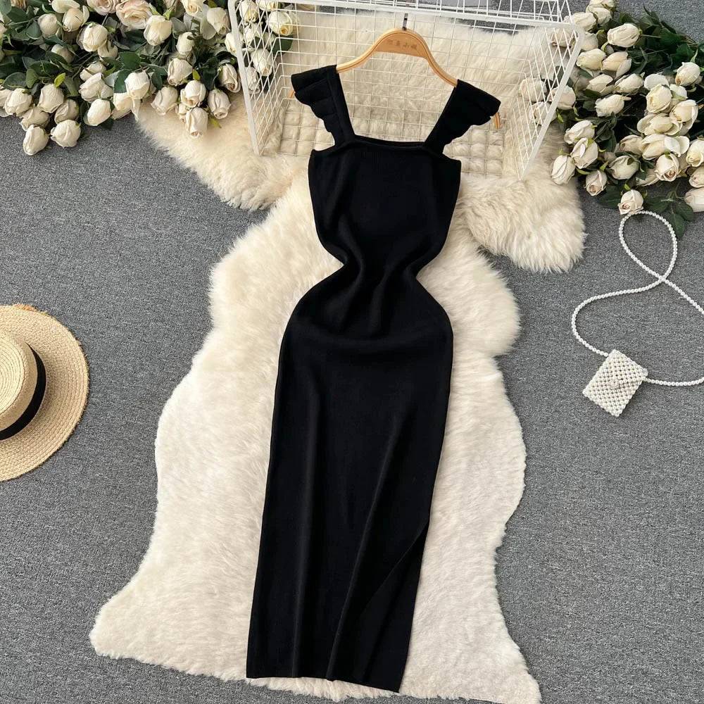 Sleeveless Wrap Midi Dress Hollow Split For Summer Beach