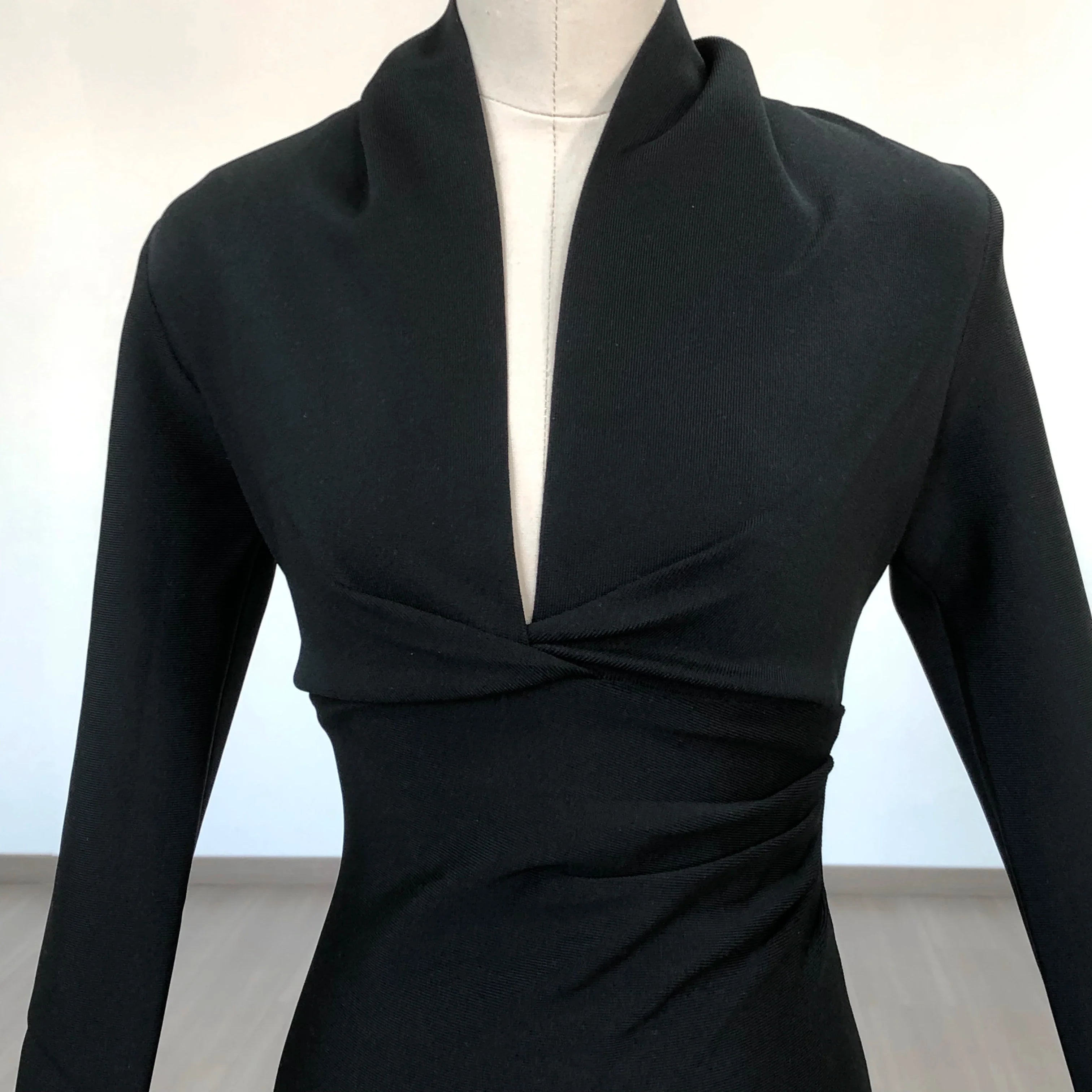 Colorful Deep V Bandage Dress Long Sleeve Bodycon Dress