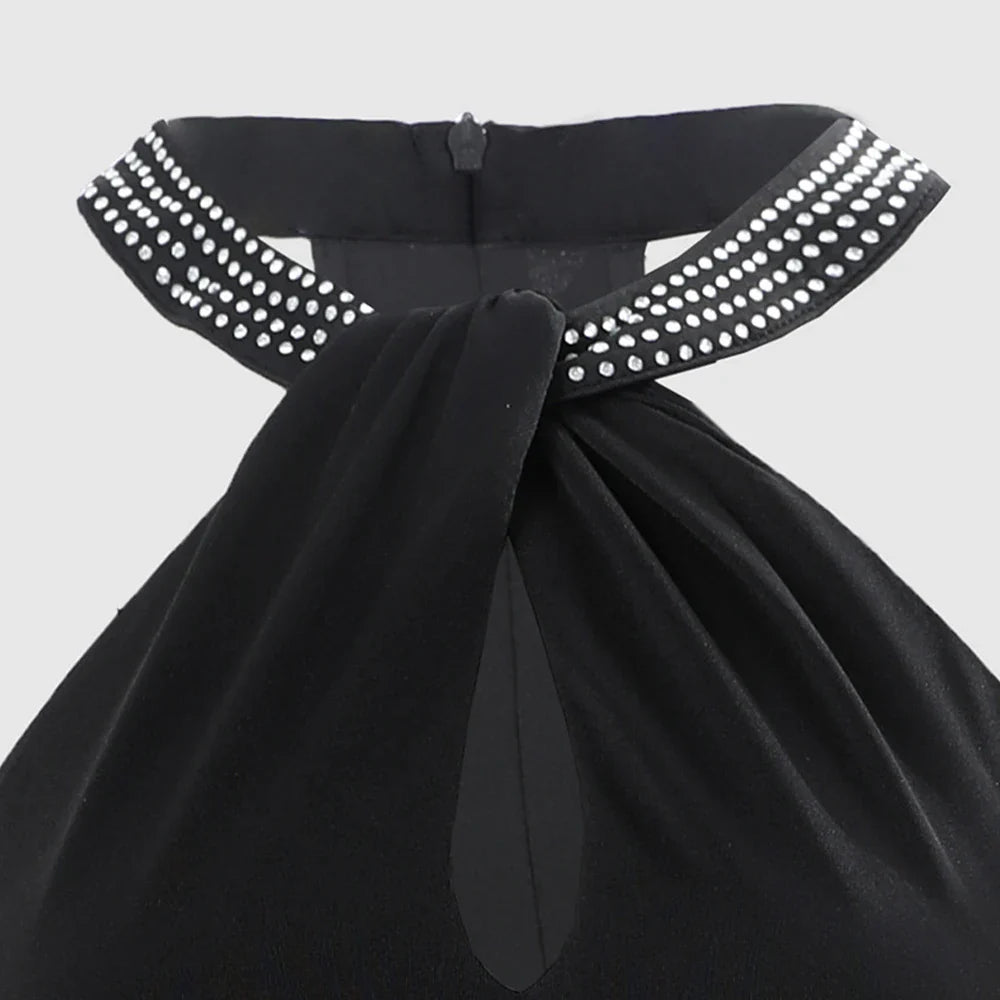Black Backless Halter Dress Women Mini Sexy Party Cocktail