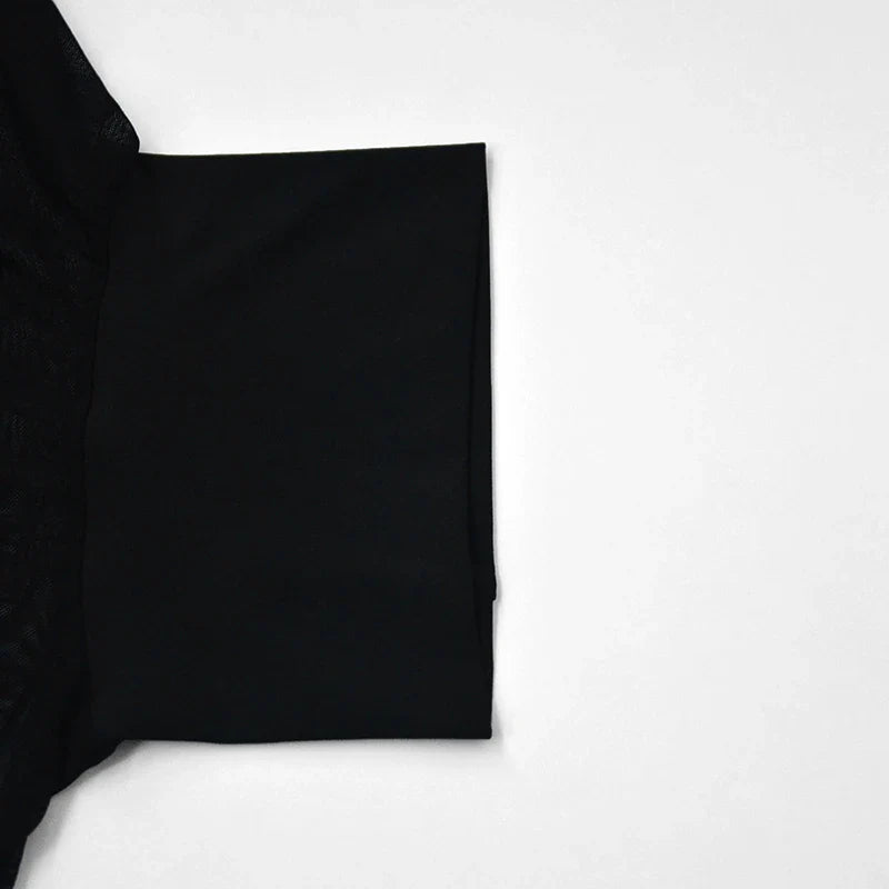 Sexy Mesh Sheer Maxi Dress Long Sleeve O Neck Women