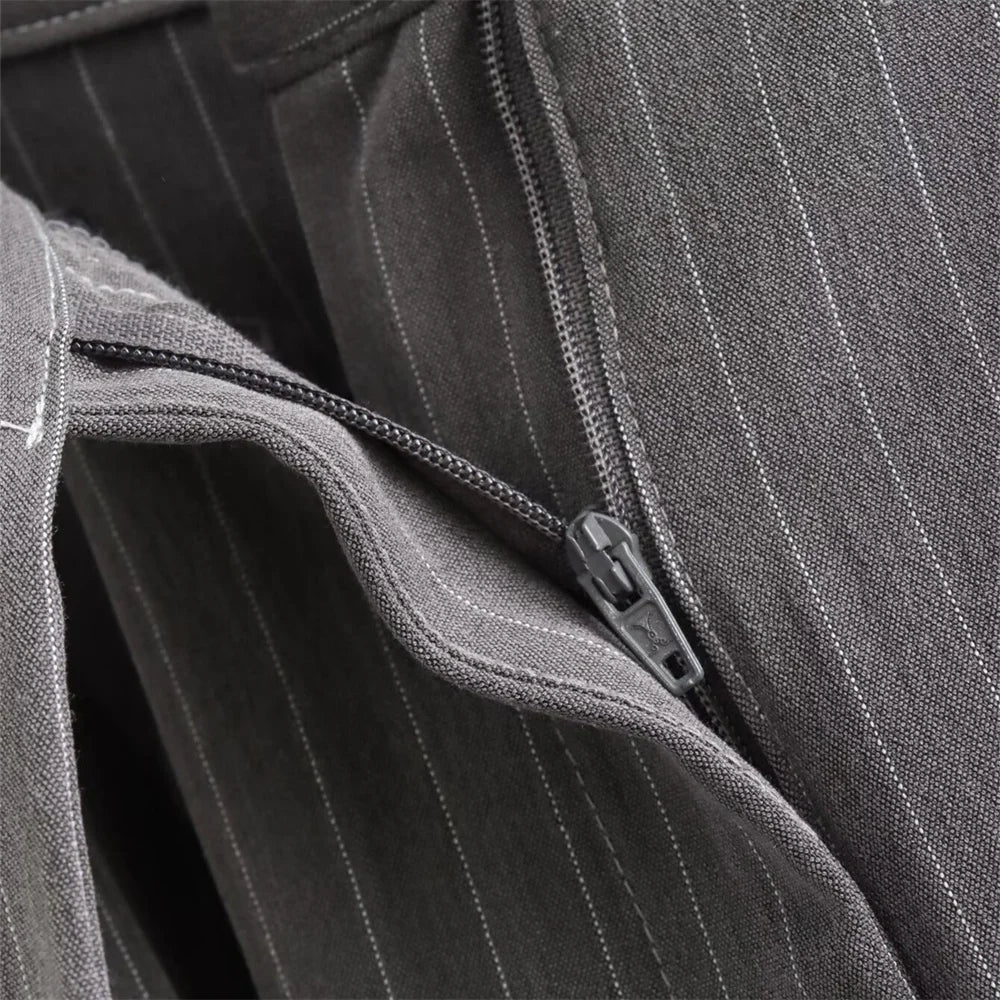 Women's Fashion Casual Striped Suit Jacket and Wide Leg Pants Set for Effortless Commuter Style