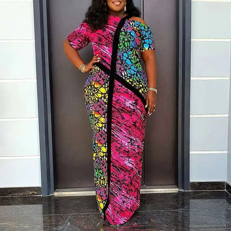 Off Shoulder Summer Sundress Bohemian Printed Maxi Dress