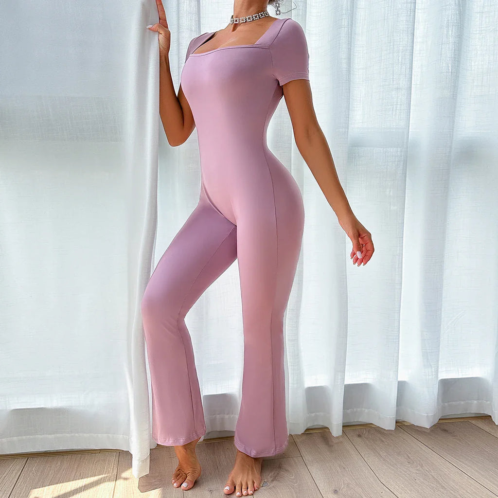 Women's Fashionable Slim Fit Yoga Jumpsuit Casual Tight Stretchy Slimming Activewear