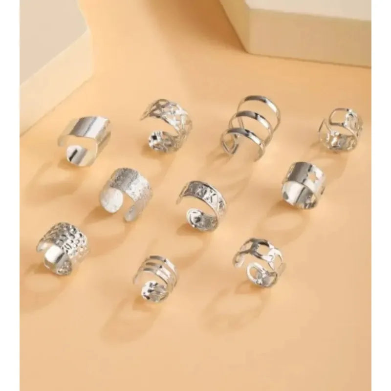 Hollow Leaf Design Clip On Earrings Set of 5 or 15 Zinc Alloy Jewelry for Women