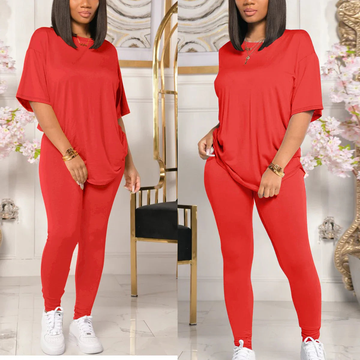 Women's Casual Two Piece Jogger Sets with Sweatshirt and Sweatpants