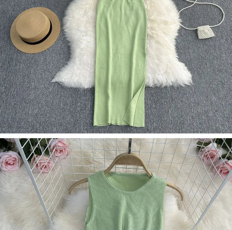 Knot Hollow Out Waist Knitted Bodycon Maxi Dress For Women