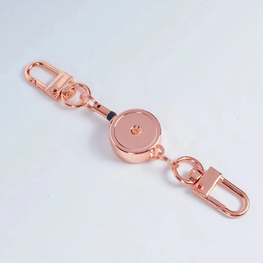 Retractable Badge Reel with Anti-Theft Metal Key Holder and Easy-Pull Buckle Rope Keychain Accessories