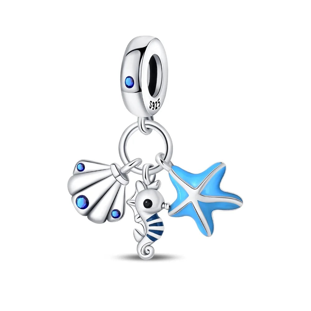 Underwater World 925 Sterling Silver Ocean Animal Pendant for DIY Bracelet or Necklace