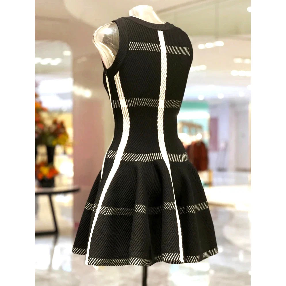 Elegant Black Knit Dress For Women Sleeveless Party Dress