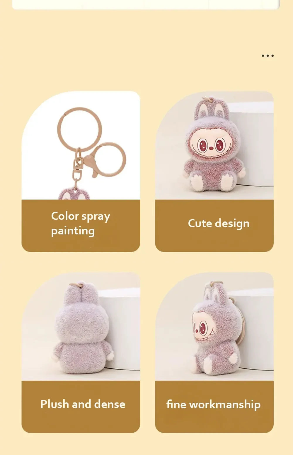 Kawaii Labubu Doll Keychain Cute PVC Pendant Toy Phone Bag Charm Car Accessories