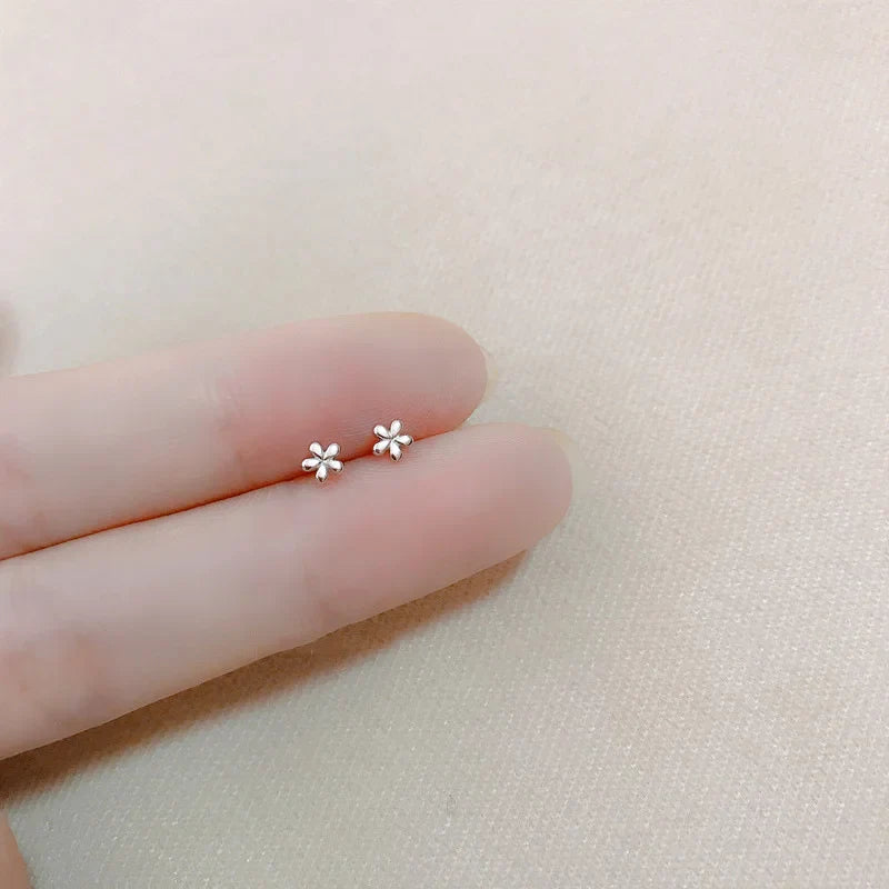 Minimalist Heart Stud Earrings for Women Hypoallergenic Silver Color Daily Wear Jewelry Gifts