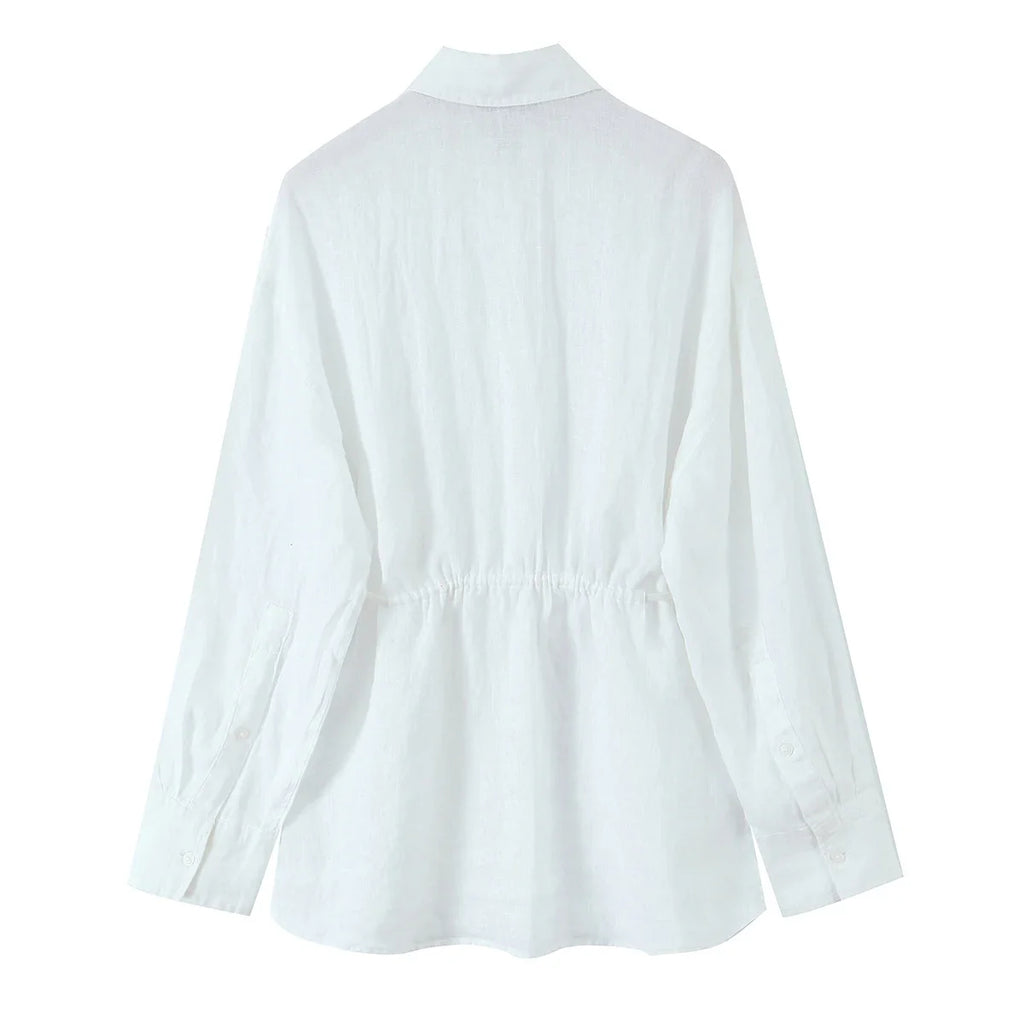 Oversized Women Blouse Summer Casual Long Sleeve Single Breasted Shirt Fashion Loose Fit Top