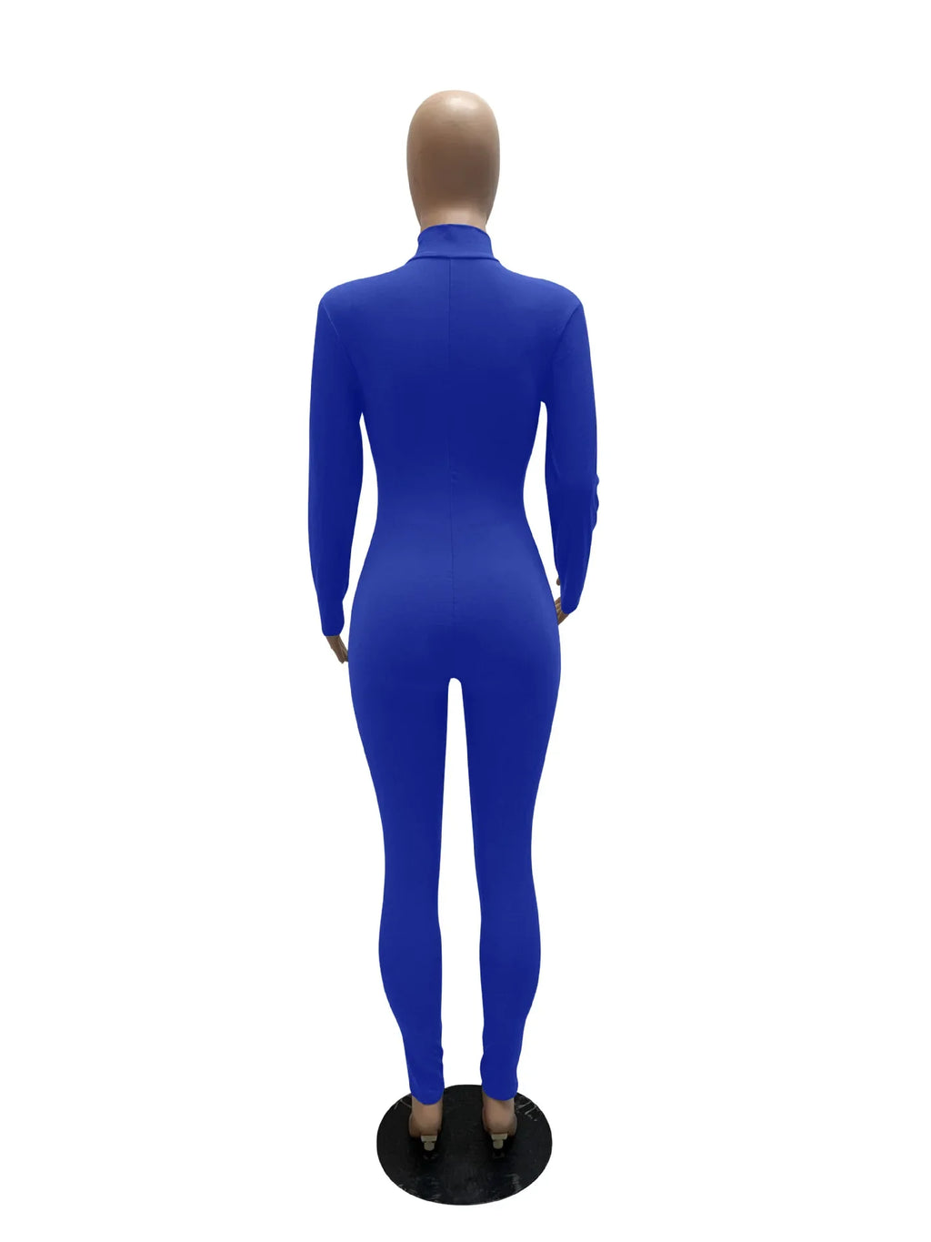 Women's Bodycon One-Piece Jumpsuit with Long Sleeves and Large Front Zipper Casual Sporty Skinny Workout Overalls Top