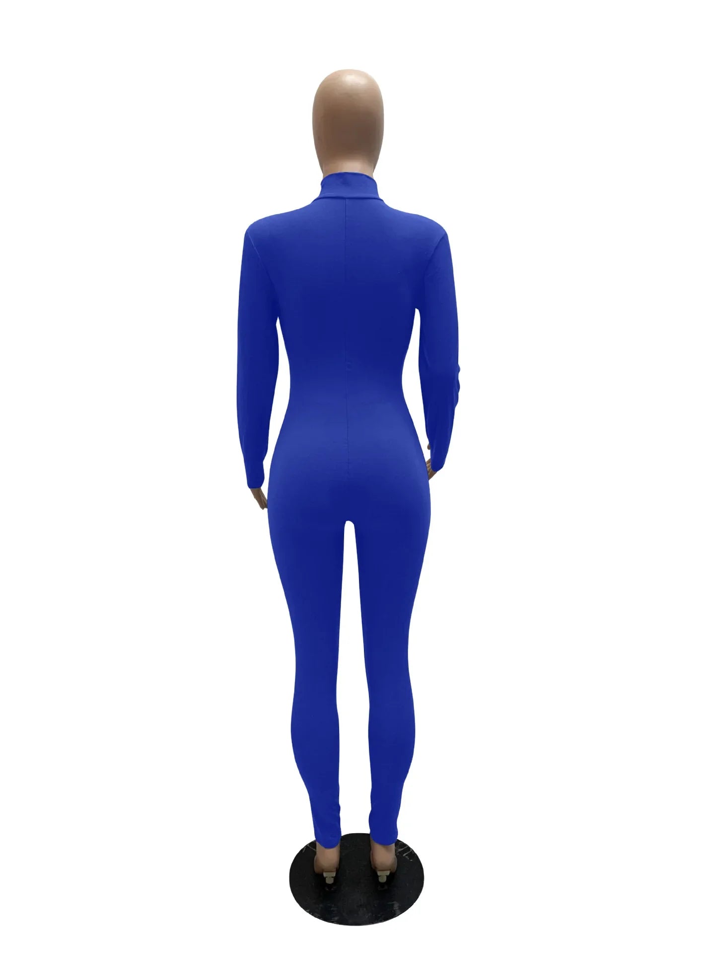 Women's Bodycon One-Piece Jumpsuit with Long Sleeves and Large Front Zipper Casual Sporty Skinny Workout Overalls Top