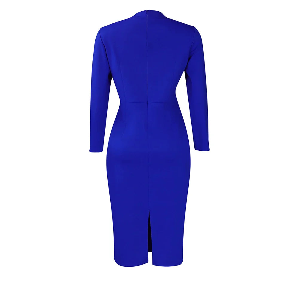 Office Dress For Women Professional O Neck Striped Sheath