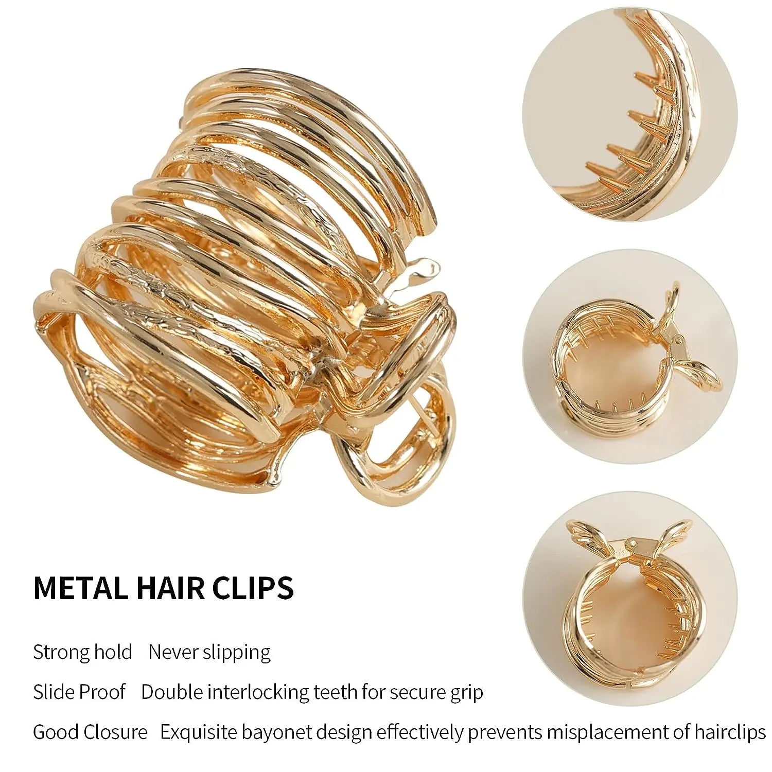 Gold Color Hollow Geometric Hair Clips for Women Stylish Metal Hair Claw and Headband Hairpin Accessories