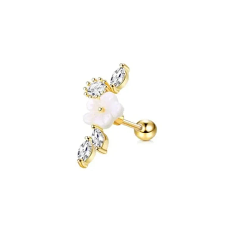 16G Stainless Steel Screw Back Stud Earrings with Cubic Zirconia for Cartilage Conch Helix Ear Piercing