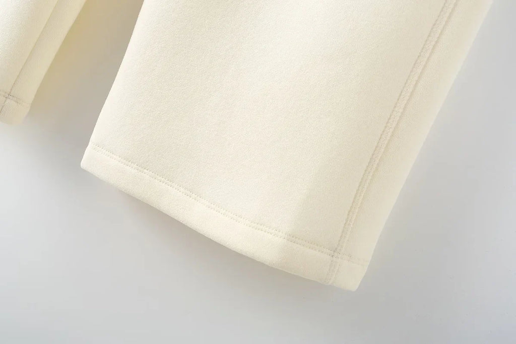 Women's Fleece Coat and Pant Set with Long Sleeve Hooded Sweatshirt and Casual Drawstring Trousers for Office and Everyday Wear