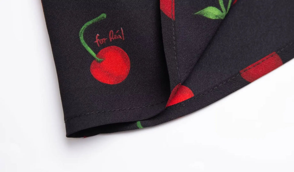 Cherry Print Backless Summer Floral Dress For Women