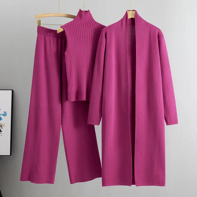 3PCS Women Casual Tracksuit Set with Solid Tape Patch Tank Top, Pants, and Coat