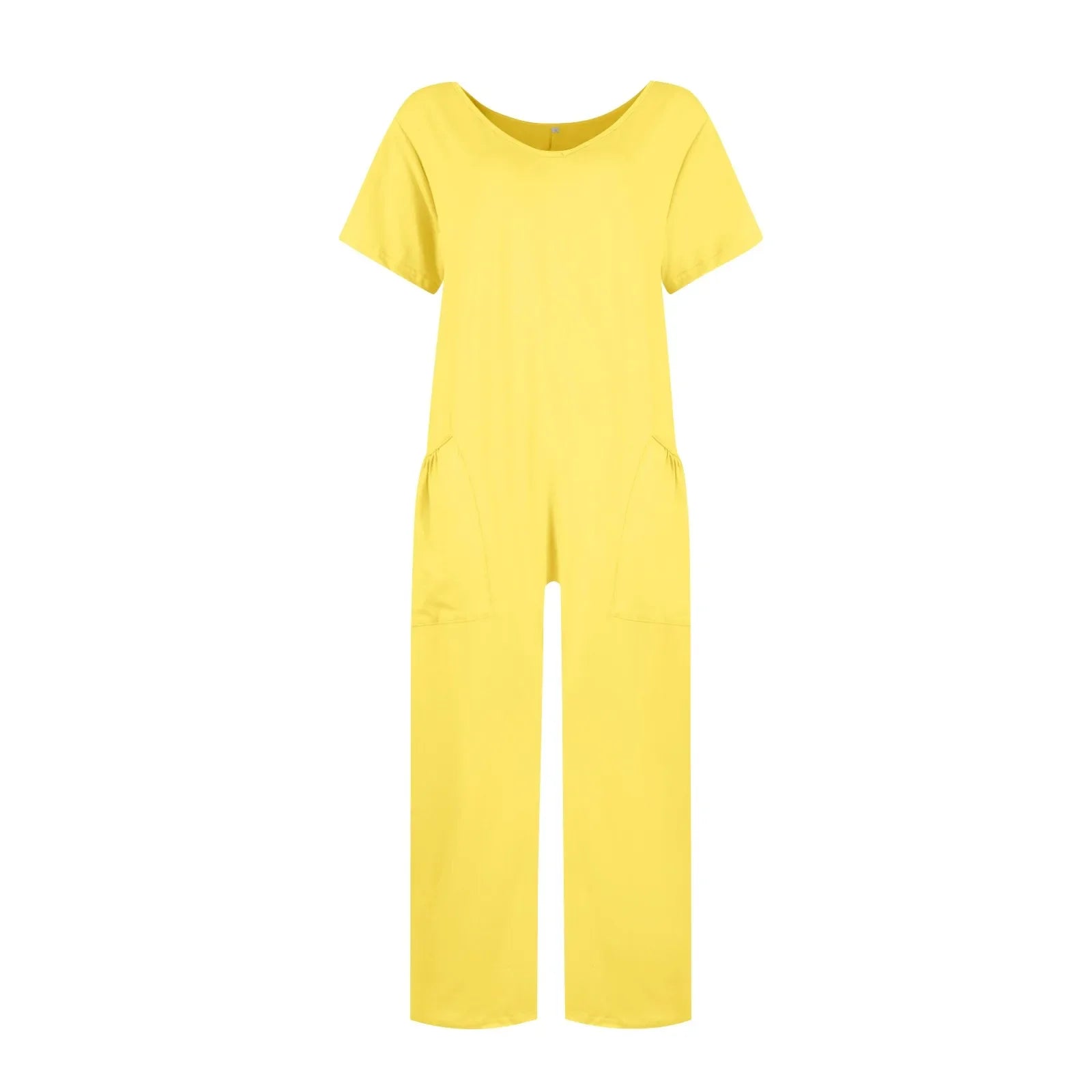 Women's Casual Short Sleeve Pullover Jumpsuit Loose Fit with Pockets Comfortable Lightweight Bodysuit Trendy Summer Romper