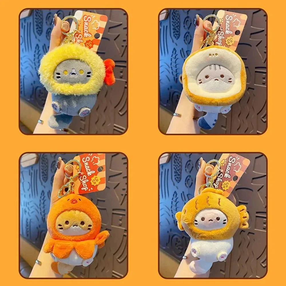 Cute Cocoa Cat Plush Keychain Pendant for Schoolbags and Dolls