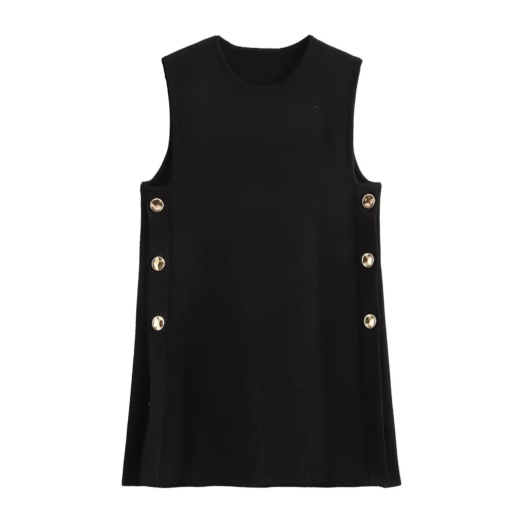 Elegant Sleeveless Dress and Vest Skirt Two-Piece Set with Stylish Long Pants for Modern Women