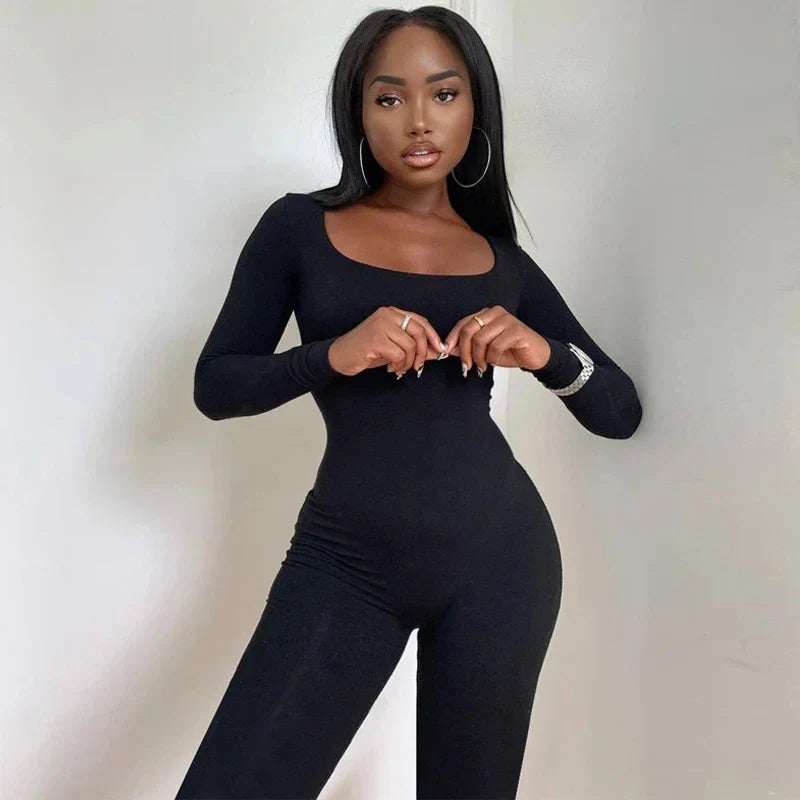 Women's Long Sleeve Bodycon Jumpsuit One Piece Streetwear Overall Autumn Winter Outfit
