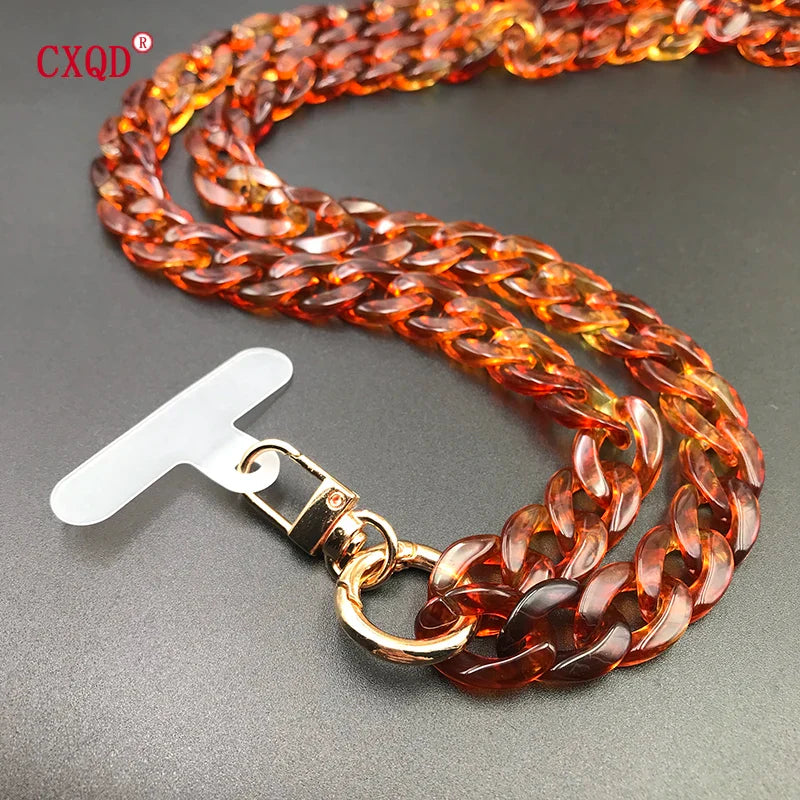 120cm Colorful Acrylic Phone Lanyard Neck Strap Anti-Lost Mobile Chain Accessories