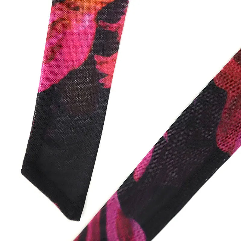 Red Halter Backless Dress Women Slim Streetwear Print