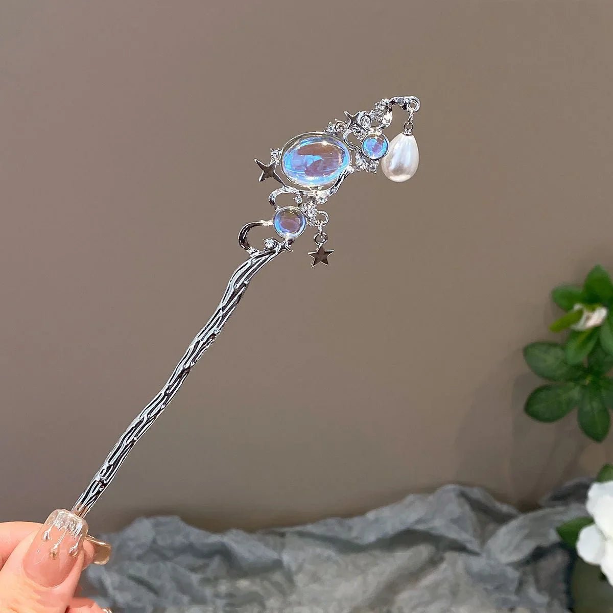 Fashion Chinese Style Hair Stick with Moonstone for Women's Romantic Hair Clip Accessories