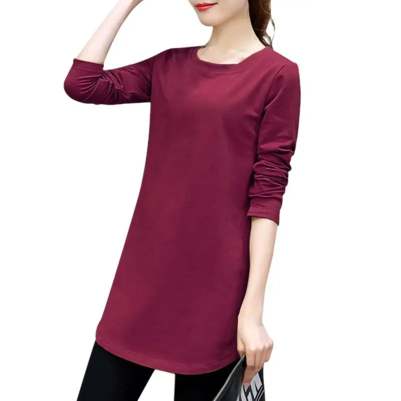 Women Slim Fit Long Sleeve Casual Blouse in Solid Colors