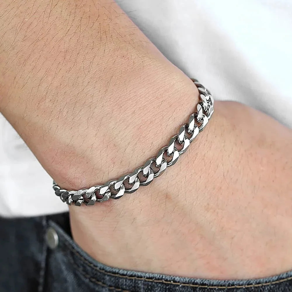 Trendy Cuban Chain Bracelet for Men and Women in Stainless Steel with 3mm 5mm 7mm 9mm Width Options